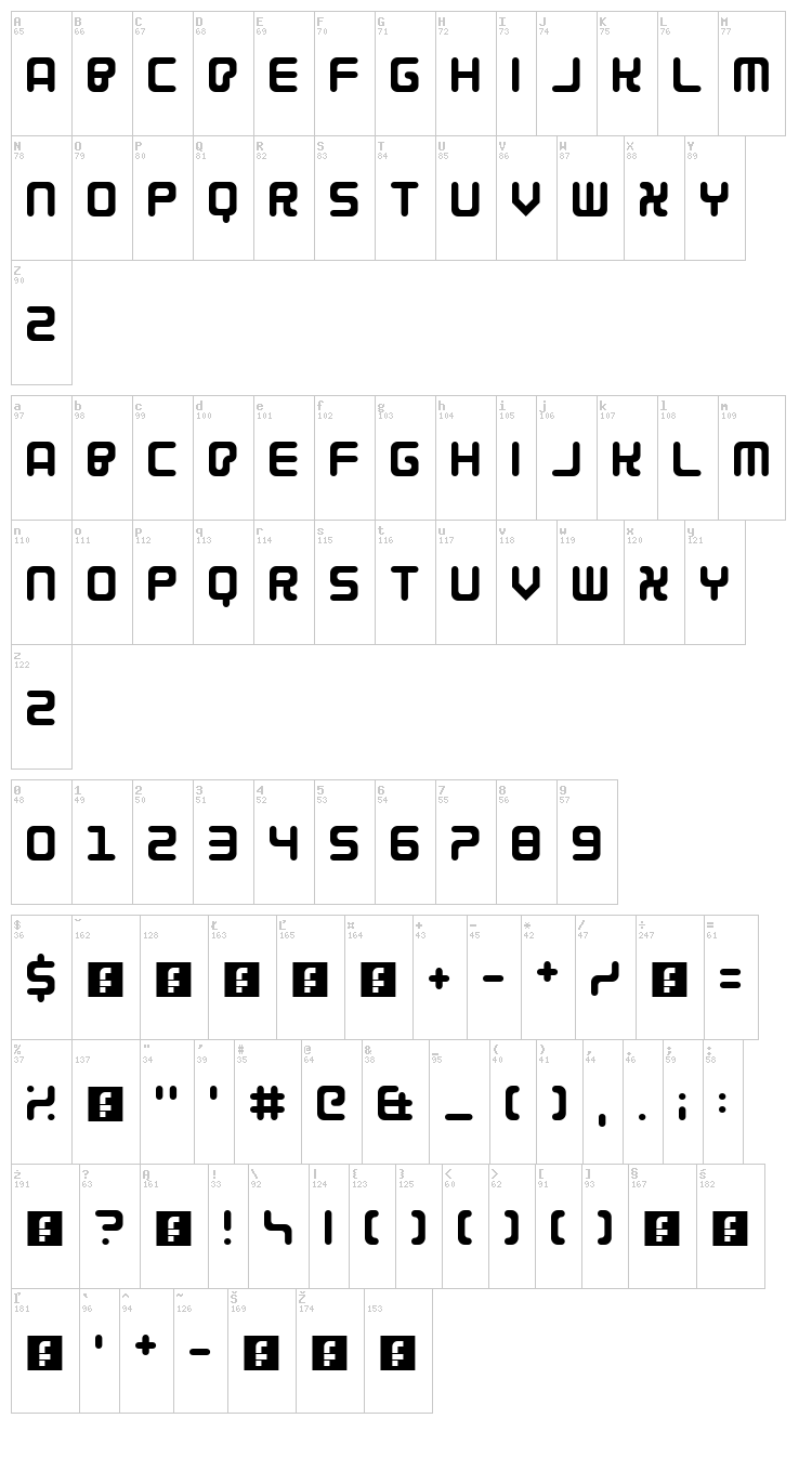 Cybercrime 2004 font map